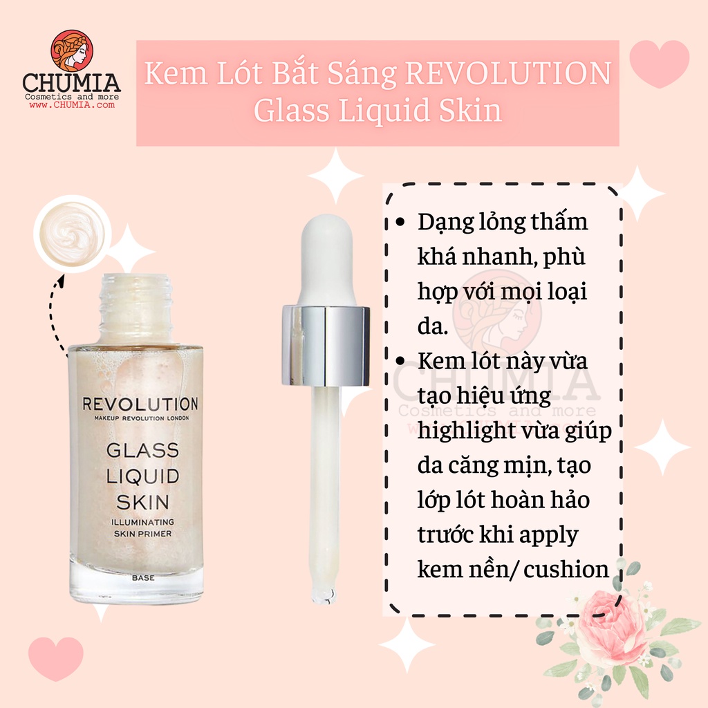 Kem lót trang điểm da khô REVOLUTION Glass Liquid Skin 17ml (Có bắt sáng) - chumia | BigBuy360 - bigbuy360.vn