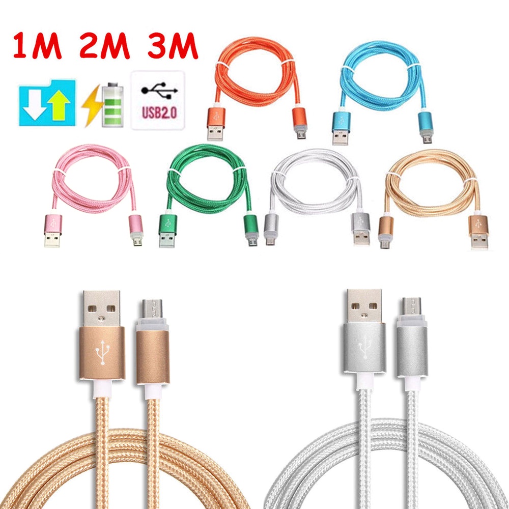 Dây cáp sạc nhanh 1/2/3M Micro USB cho Samsung Android tiện dụng