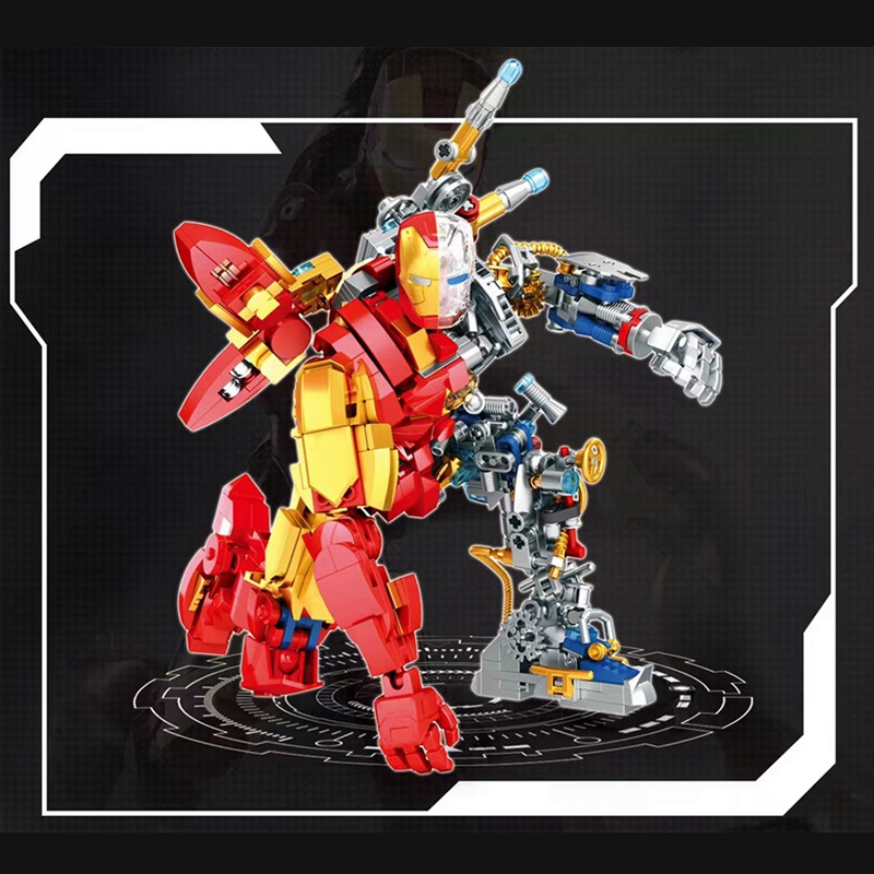 Đồ chơi Lắp ráp Mô hình người siêu sắt Iron King 6069 935PCS Half Perspective Machine Iron Heroes Display