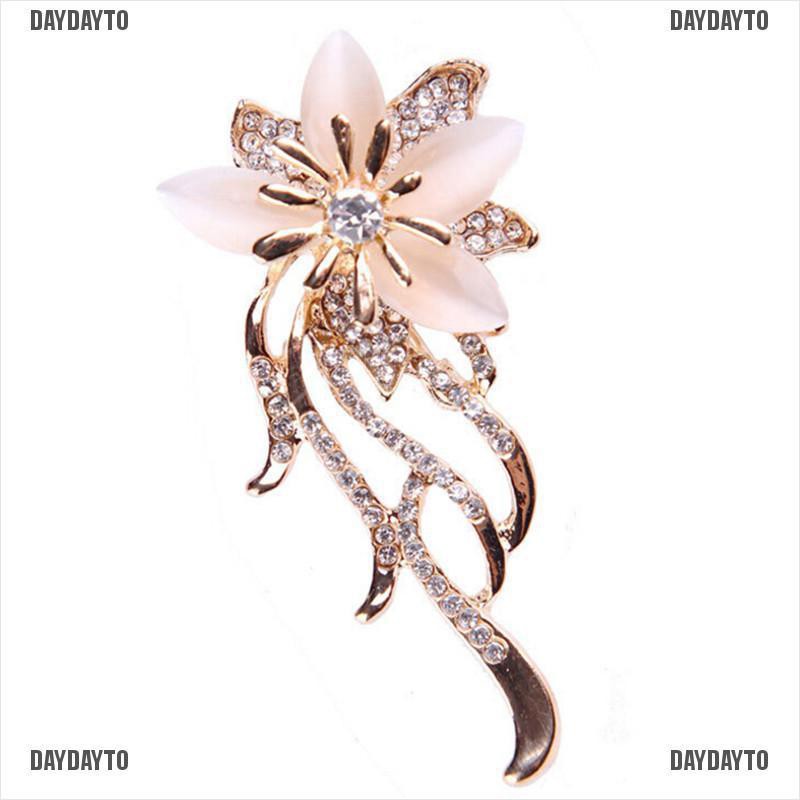 Ghim Cài Áo Hình Hoa Đính Đá Opal Pha Lê Cho Nữ