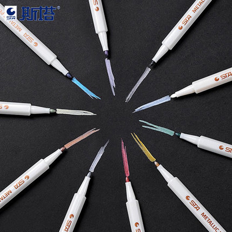 Bút Màu Nhũ STA Metallic Đầu Nhỏ - Bút Vẽ Graffiti Bút Viết Sổ Trang Trí
