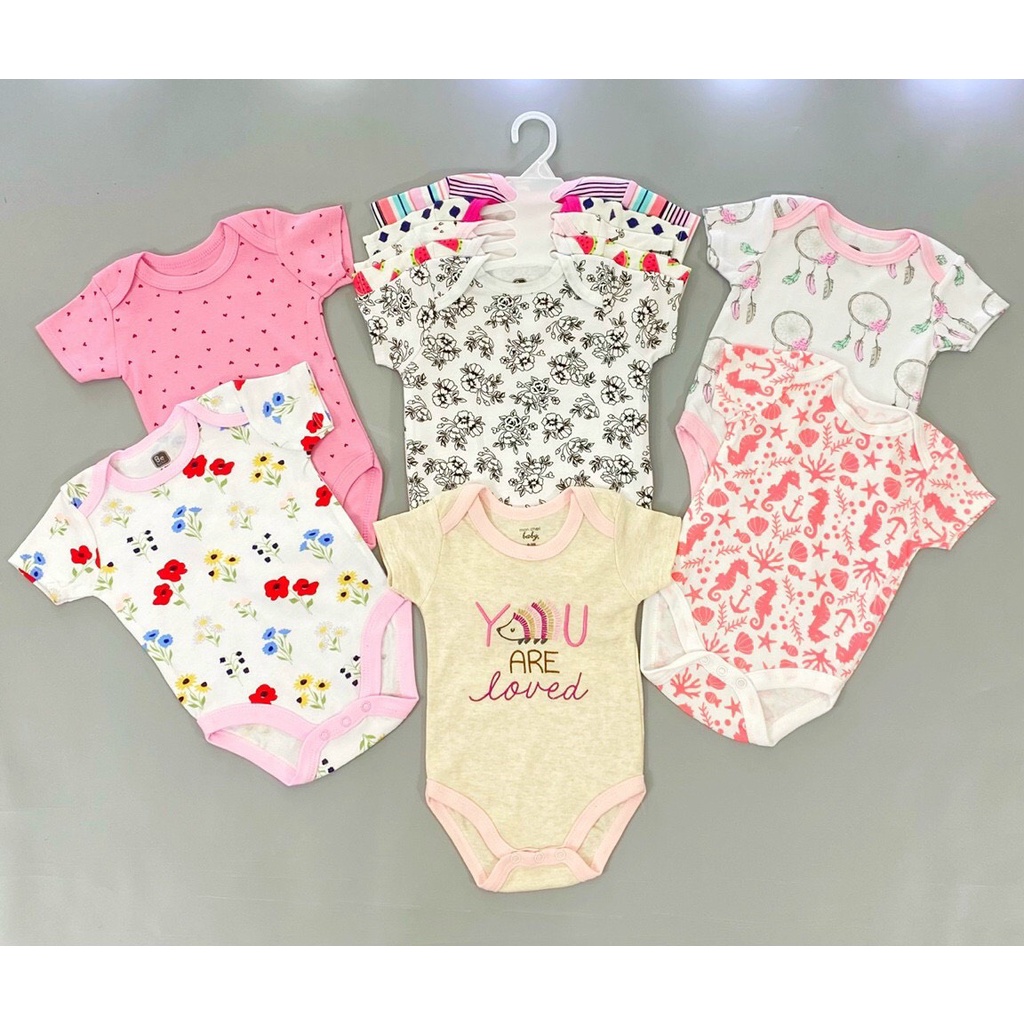 SET 5 Bodysuit Cộc Tay Hoạ Tiết Cho Bé Sơ Sinh - 13Kg Hàng Xuất Mỹ Kèm Móc Siêu Đẹp, Body Chip Cho Bé SABOMART