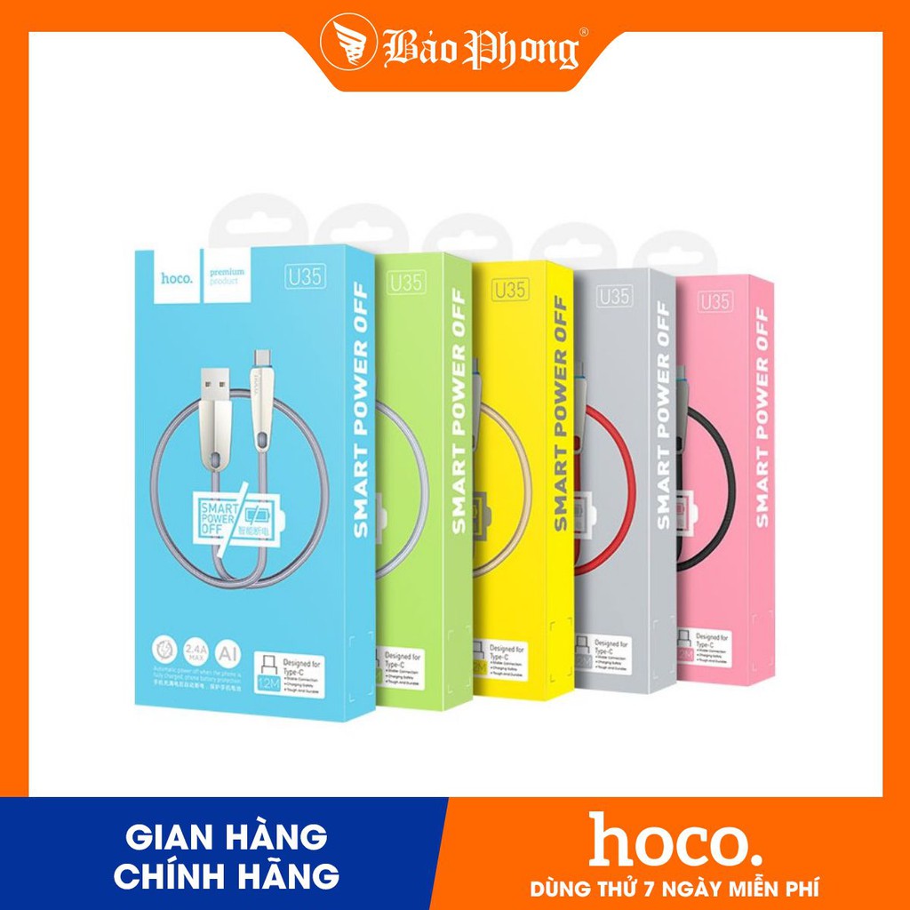 Dây Cáp Sạc tự ngắt dây dù HOCO U35 Type C 1m2 Dành cho điện thoại Huawei Samsung Oppo Realme giá rẻ bền đẹp