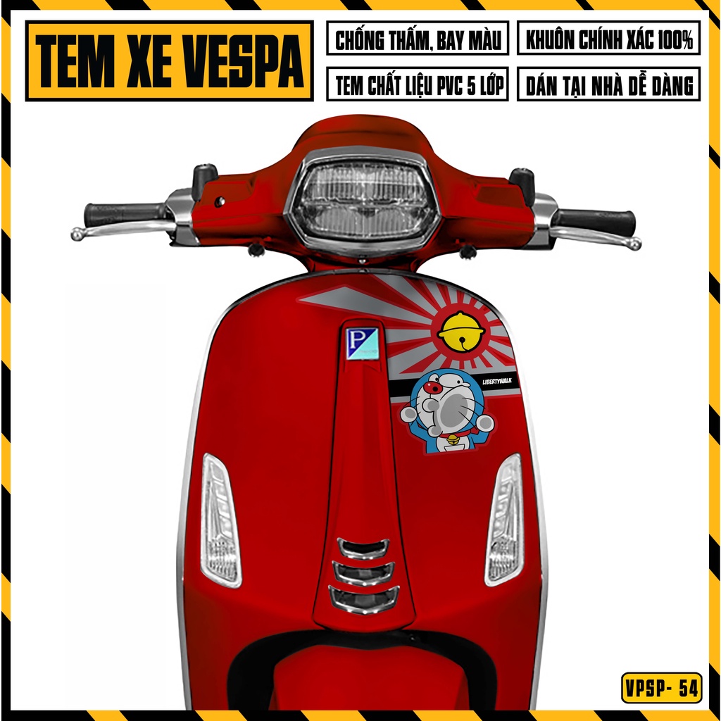 Tem Vespa Sprint / Primavera Mẫu Liberty Walk Doraemon | VPSP54 | Team Decal Hình Dán Xe Máy Vespa Chống Nước Bền Màu