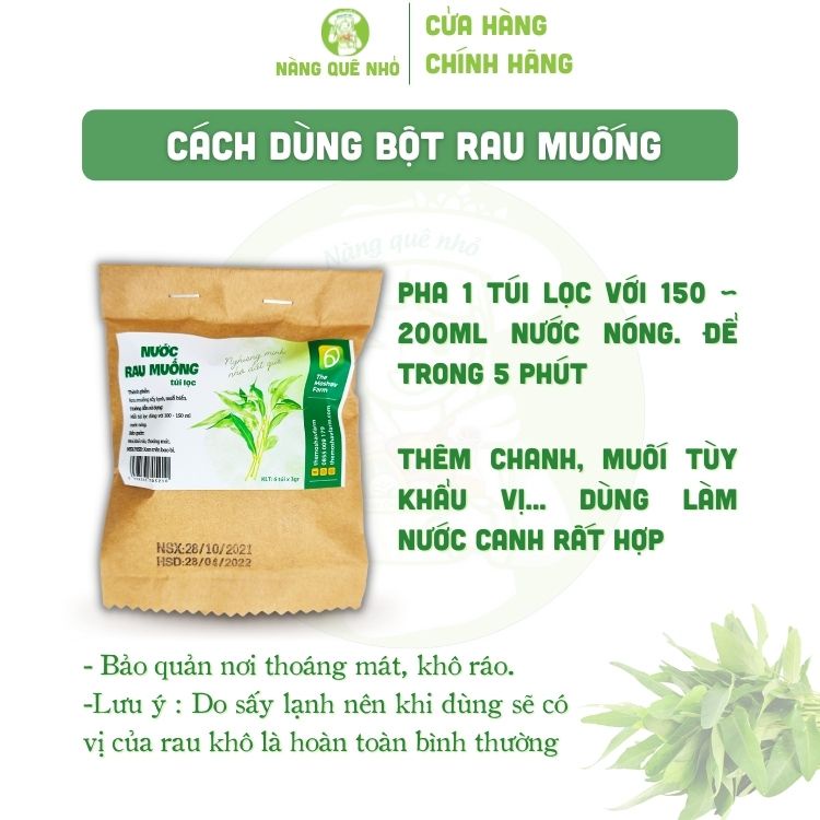 Rau Muống Sấy Lạnh The Moshav Farm Siêu Ngon Tiện Dụng Gói 5 Túi Lọc