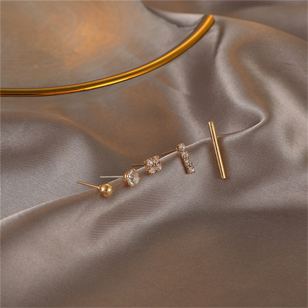 Set 5 bông tai kim loại kiểu dáng đơn giản cá tính cho nữ