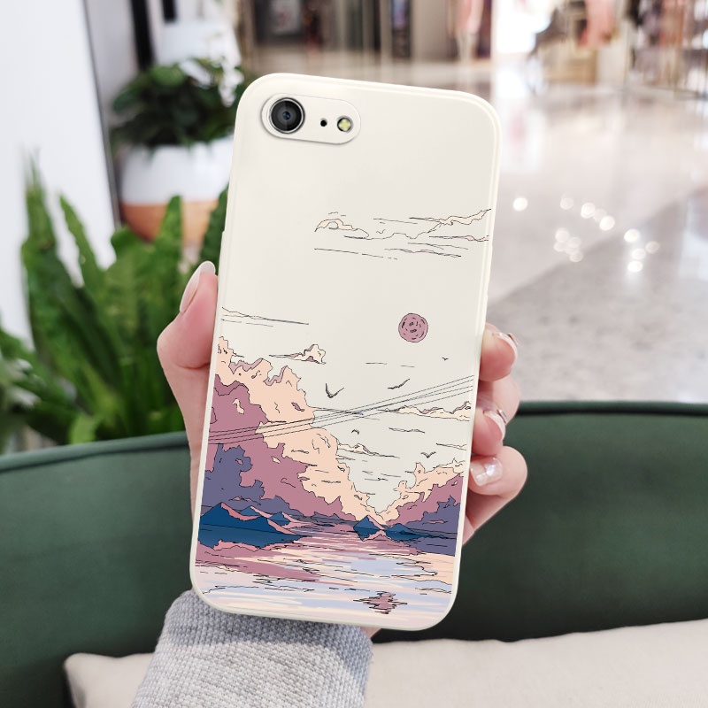 Ốp Điện Thoại Silicon Dẻo Họa Tiết Phong Cảnh Anime Cho IPhone 8 7 6 6S Plus SE 2020