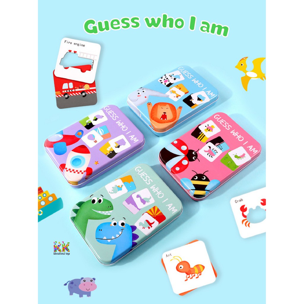 Đồ chơi giáo dục: Bộ thẻ chơi tìm hình và tìm bóng - Guess who I am - KKstore
