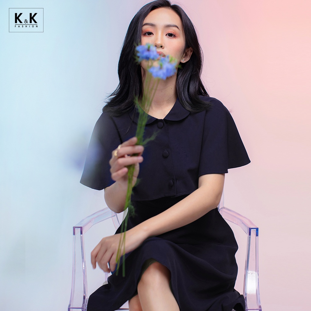 Đầm Công Sở Dáng Chữ A Kèm Áo Khoác K&K Fashion KK105-14 Màu Xanh Đen