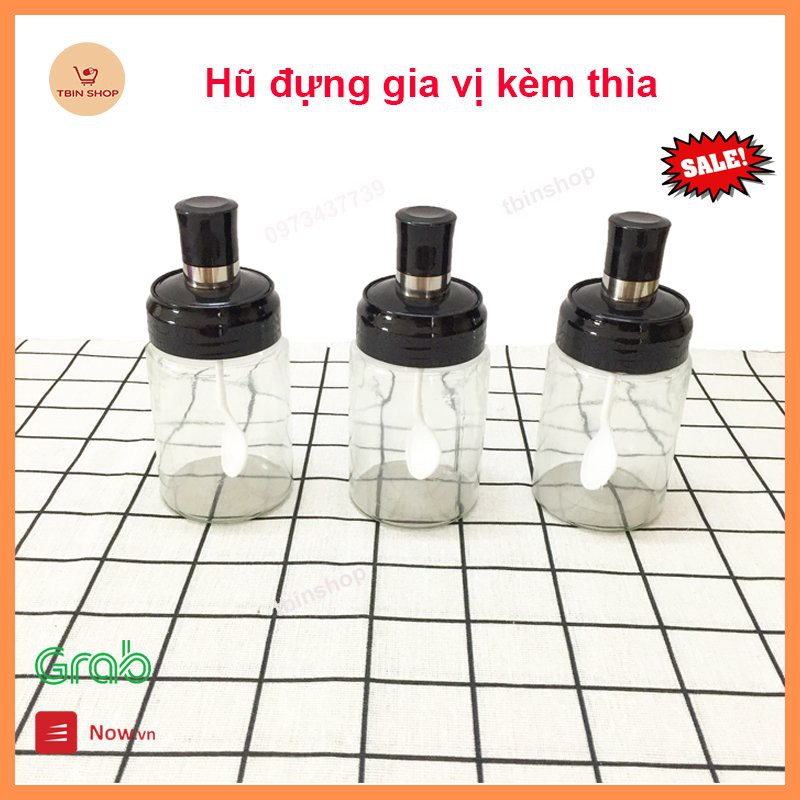 Hũ đựng gia vị, Lọ đựng gia vị thủy tinh kèm muỗng tiện lợi cao cấp | BigBuy360 - bigbuy360.vn