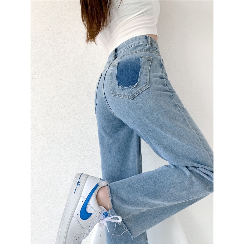Quần jean ống suông rộng lưng cao cá tính theo phong cách retro