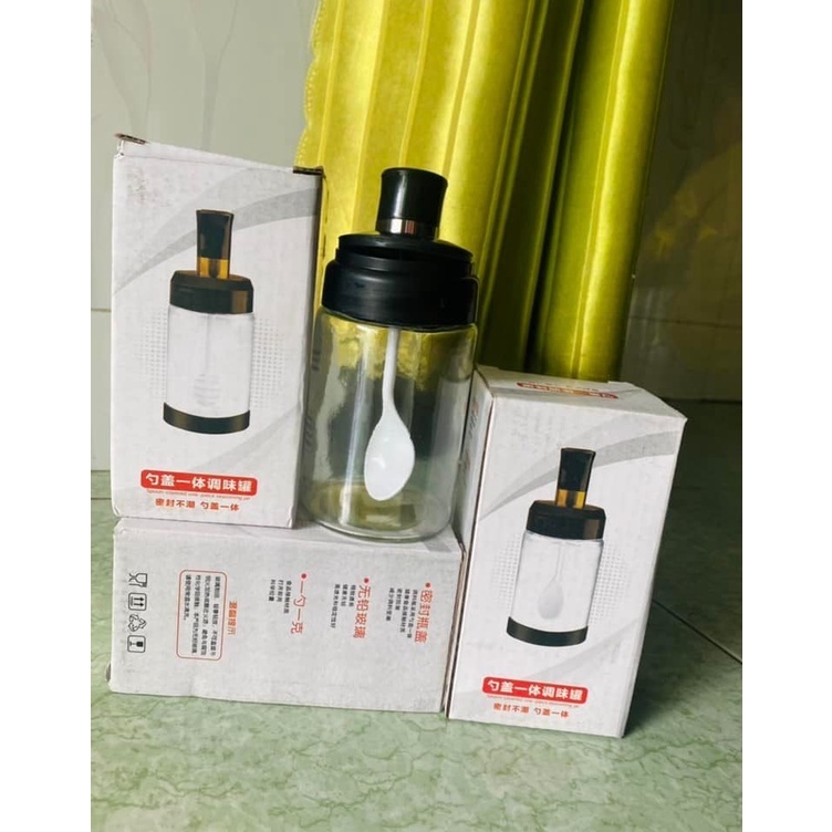 Hũ Đựng Gia Vị Thuỷ Tinh Hũ Gia Vị Kèm Muỗng Lọ Đựng Gia vị 250ml