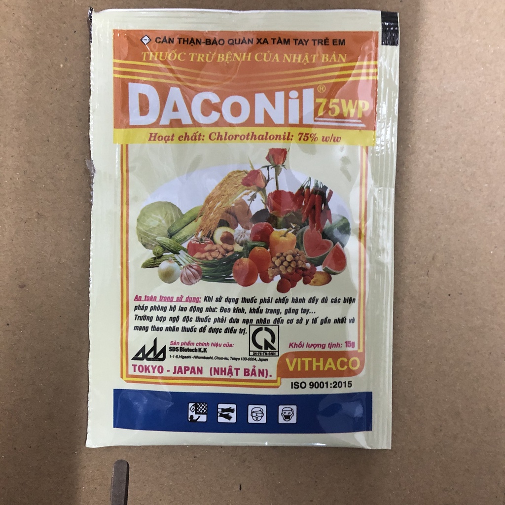 Chế phẩm trừ nấm bệnh cây trồng Daconil 15g, rừ bệnh phấn trắng, mốc sương, đốm lá, đốm sẹo, thán thư, đạo ôn, khô vằn