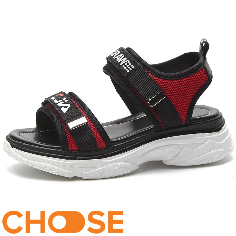 Giày Nữ Sandal hàn quốc Choose Dáng Thể Thao Quai Ngang Dán Tăng Chiều Cao Đế Cao Su⚡G15K4 🍉 !