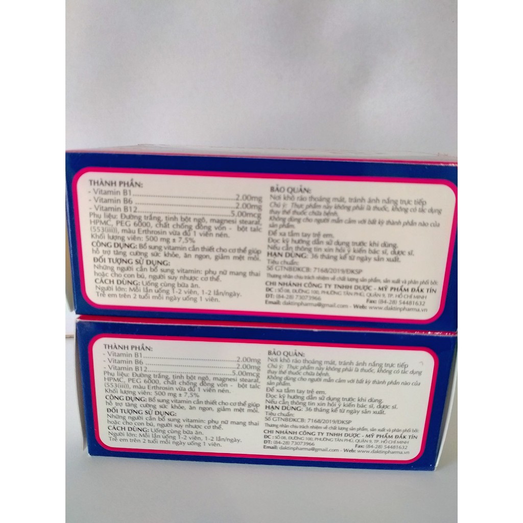 Viên uống VITAMIN 3B Hộp 100 viên