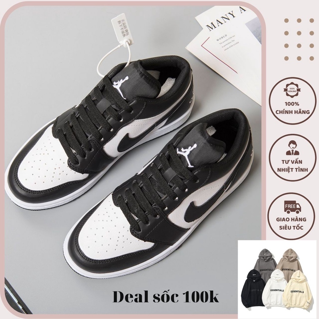 Giày thể thao nam nữ cổ thấp JORDAN, giày sneaker chạy bộ A.I.R cao cấp màu viền đen trắng