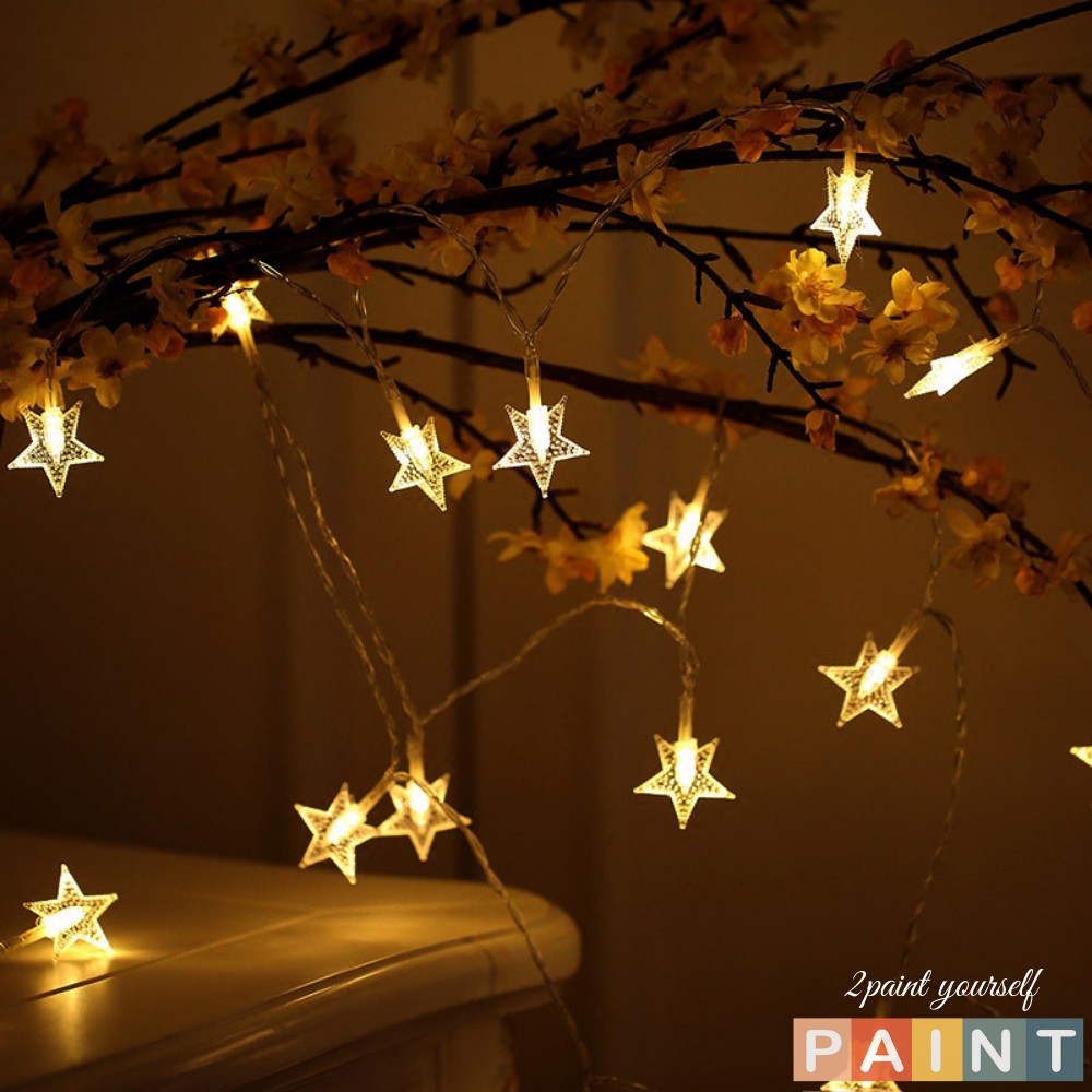 Dây đèn LED trang trí phòng ngủ dài 10 mét 100 đèn sao, đèn ngủ treo tường decor (Có điều khiển từ xa) 2PAINT