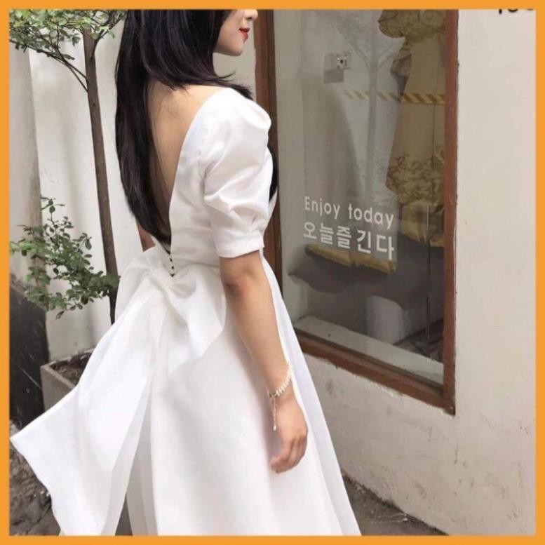[ Có mút ngực ] Đầm dự tiệc trắng xòe nơ lưng Cindy Dress sang trọng [BAO ĐẸP, BAO XINH] | BigBuy360 - bigbuy360.vn