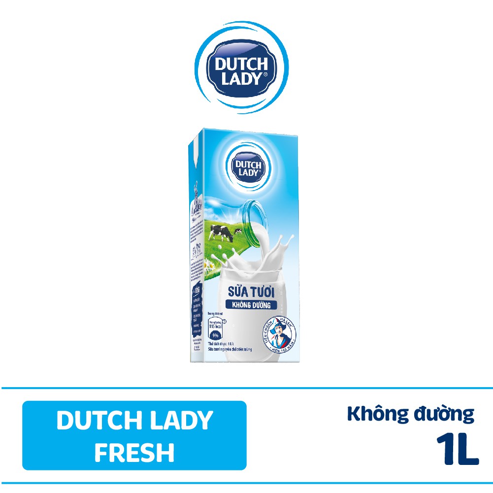 Hộp sữa tươi tiệt trùng Dutch Lady Fresh không đường 1L