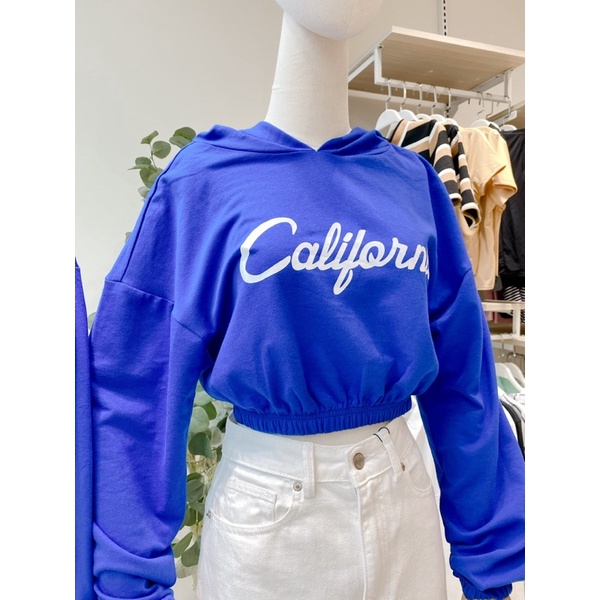 Áo hoodie croptop chất đẹp eo, cổ tay bo thun co dãn in &quot;California&quot; MIEU - JM25