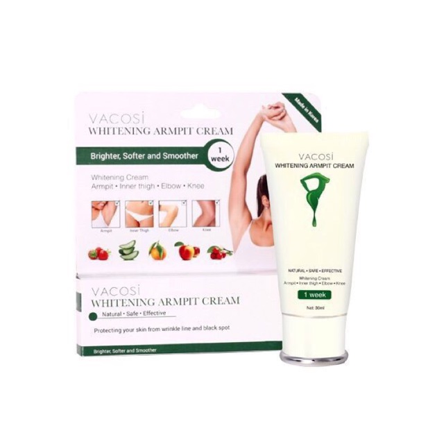 Kem dưỡng vùng da dưới cánh tay. nách. bẹn vacosi whitening cream fullsize 30ml