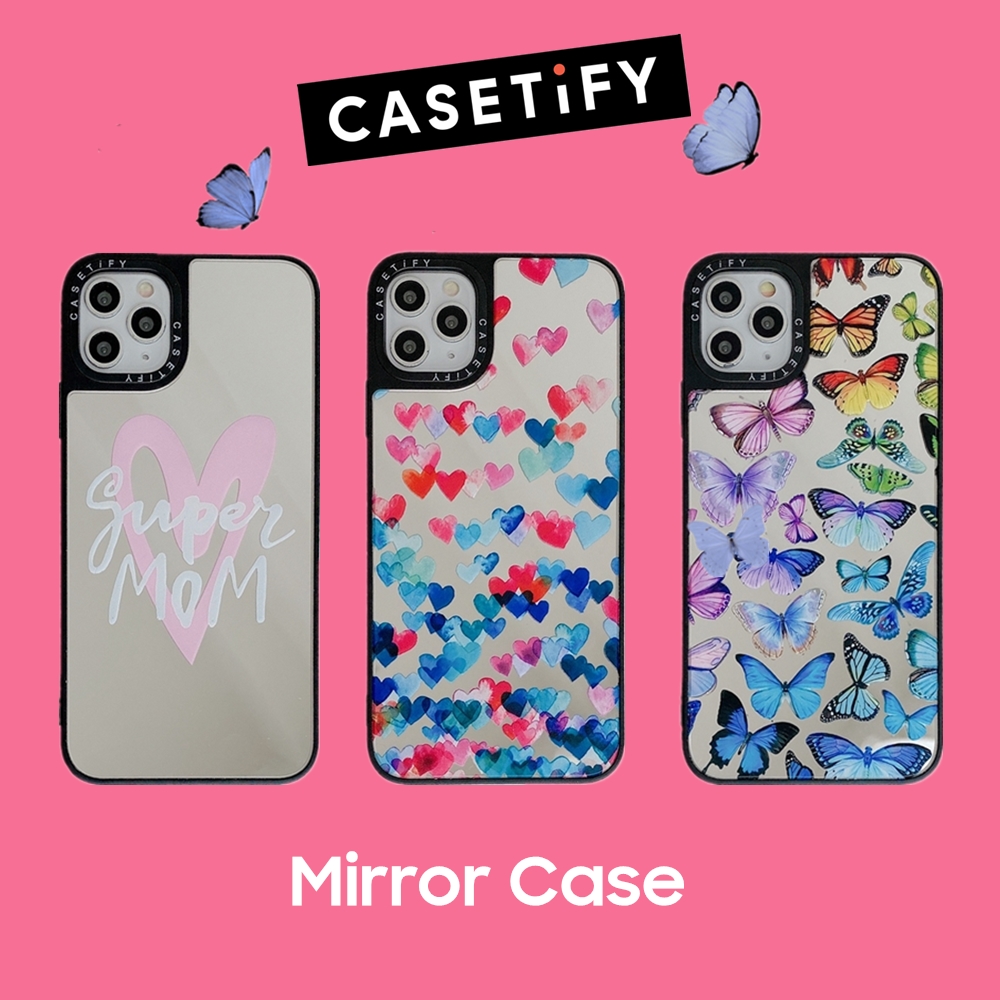 Apple iPhone 7 8 Plus 7+ X XS XR 11 11Pro 12 Mini 12Mini Pro Max XSMax SE 2020 insta Style Casetify Tide Brand Makeup Mirror Hand Painted Graffiti Heart Butterfly Super Mom Alphabet Lens Protection Flexible Soft Silicone TPU Case Cover Anti-Drop Casing