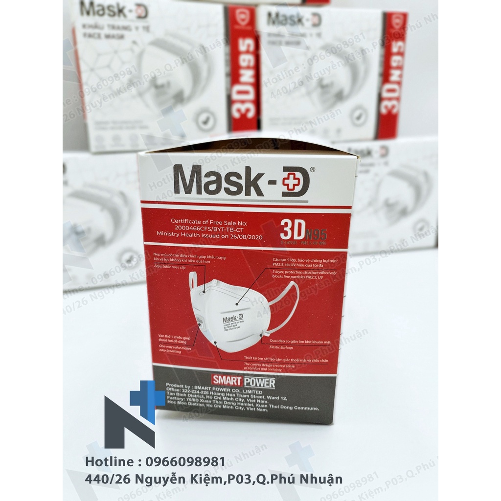 Khẩu trang Mask D N95 có van - Hộp 20 cái