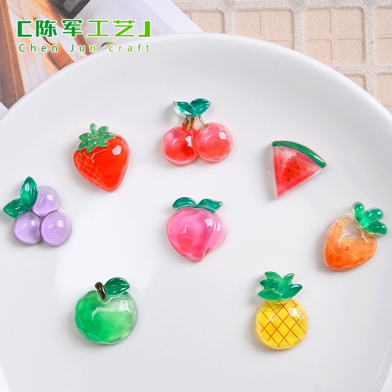 Set 10 charm hoa quả lập thể siêu dễ thương