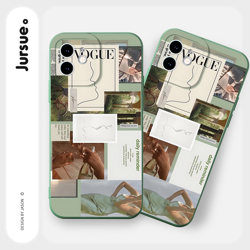 Ốp lưng JURSUE mềm viền vuông hình dễ thương đẹp Cho iPhone 14 13 12 11 Pro Max SE 2020 X XR XS 8 7 ip 6S 6 Plus Y2307