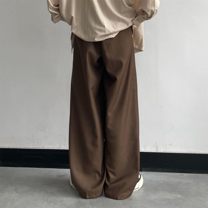 Quần kaki suông ống rộng phong cách Vintage cho Nam Nữ