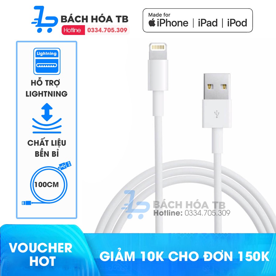 [CÓ BÁN SỈ] Dây Sạc iPhone FOXCON - Cáp Sạc iPhone Lightning-Hỗ trợ Sạc Ip, Ipad-Tốc Độ Sạc Tiêu Chuẩn