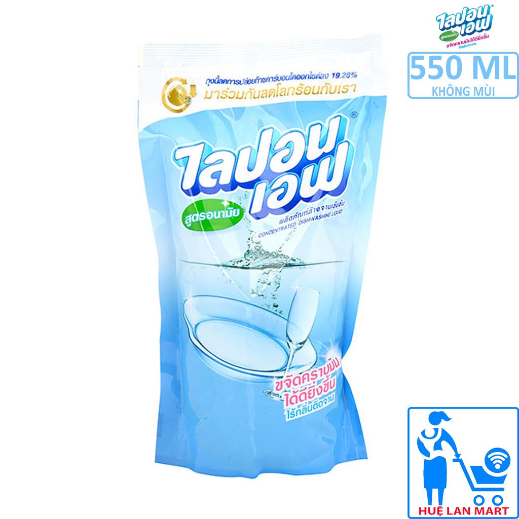 Nước Rửa Chén Bát Thái Lan Lipon Không Mùi Túi 550ml