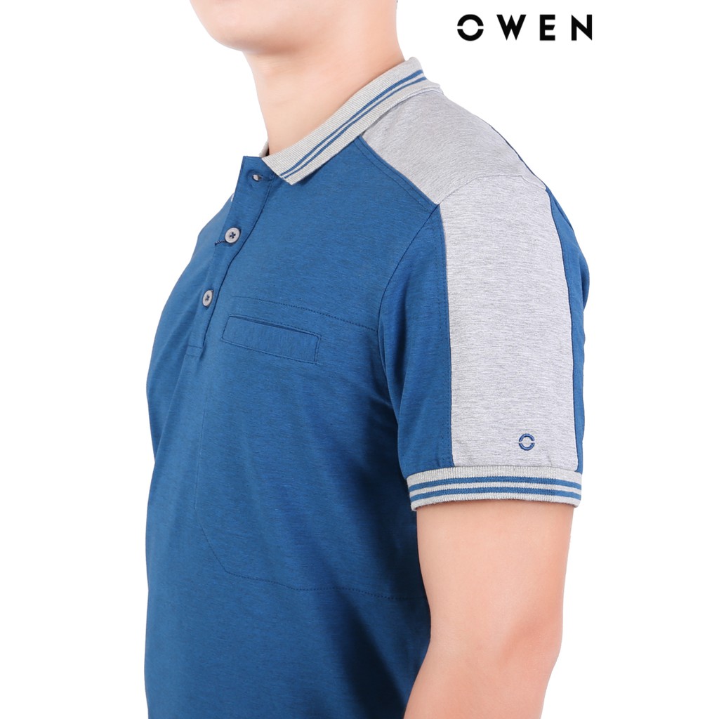 Áo polo ngắn tay Owen Cotton Bodyfit màu xanh - APV20251KG | BigBuy360 - bigbuy360.vn