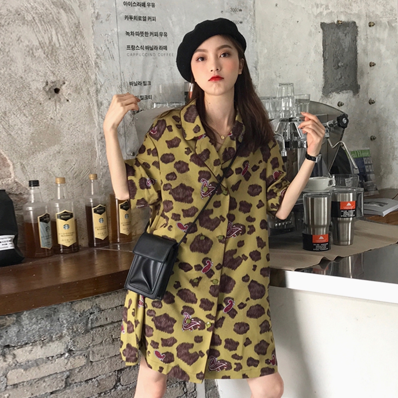 Đầm Sơ Mi Tay Ngắn Dáng Rộng Họa Tiết Da Báo Thời Trang Hong Kong 2020 | BigBuy360 - bigbuy360.vn