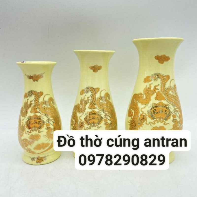 Lọ hoa men vàng bát tràng nhiều kích cỡ