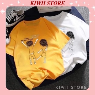 Áo thun tay lỡ form rộng, áo phông nữ in hình đôi bạn cute, siêu hót!!