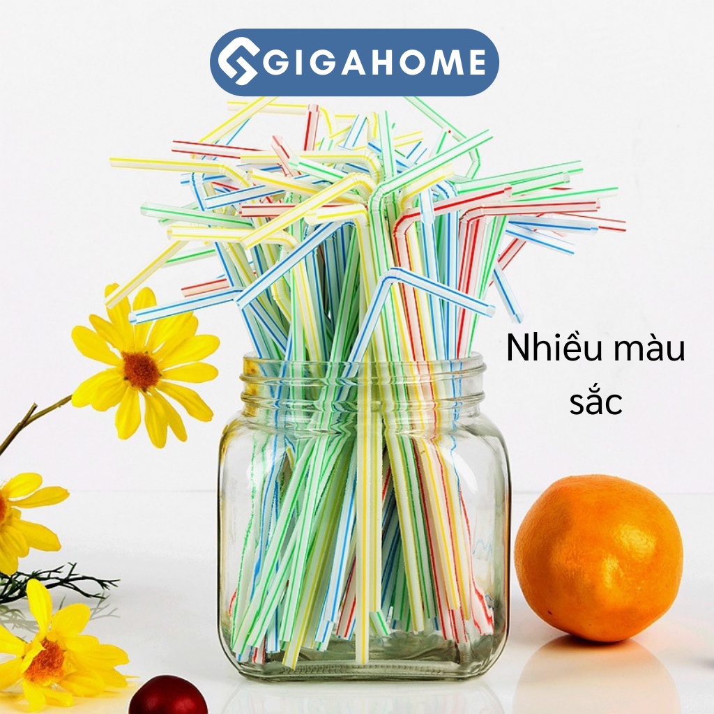 Combo 100 Ống Hút Nhựa Khuỷu Tay Thân Thiện Môi Trường GIGAHOME 9352