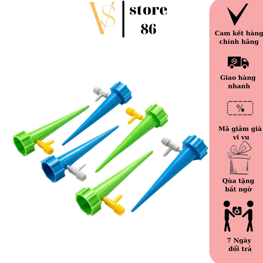 Bộ 10 vòi tưới cây nhỏ giọt tự động có van điều chỉnh tùy ý -Thiết bị nhỏ giọt gắn chai nước tiện lợi VS STORE