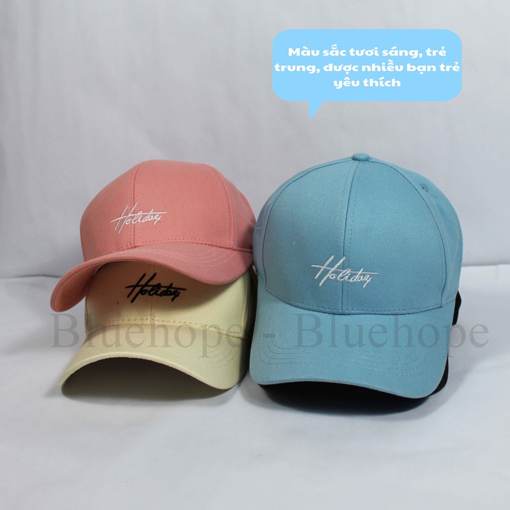 Mũ lưỡi trai nam nữ nón kết thời trang nhiều màu Kaki thêu chữ HOLIDAY cá tính phối đồ nhiều kiểu giá rẻ loại 1 MN39