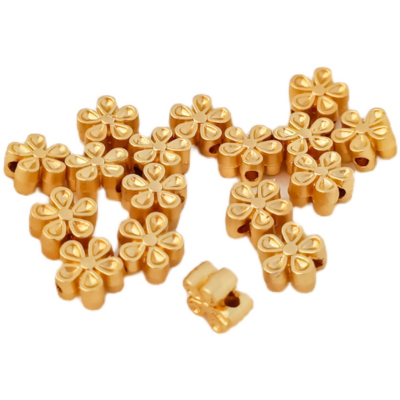 Bộ 10 Hạt Xỏ Lỗ Năm Mặt Màu Vàng Hình Hoa Đào Làm Trang Sức Thủ Công diy