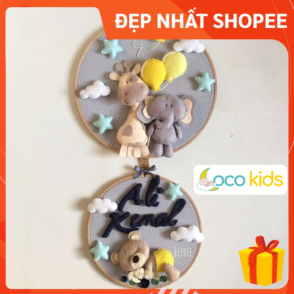 [ĐẸP NHẤT SHOPEE - FREESHIP] Bảng tên treo phòng ngủ handmade, bảng tên tròn trang trí thôi nôi cực đẹp mẫu ĐỘNG VẬT