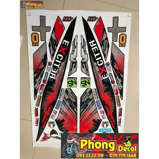 Tem Rời Ex 150 Thành Phố Dán Xe Đen Phối Đỏ