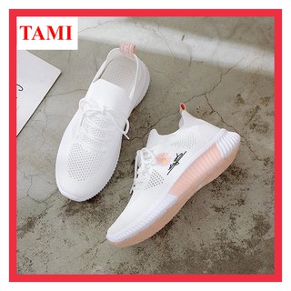 Giày thể thao nữ đi bộ đế bằng mềm mại thoáng khí cao cấp họa tiết hoa cúc hot nhất TAMI-AD0009