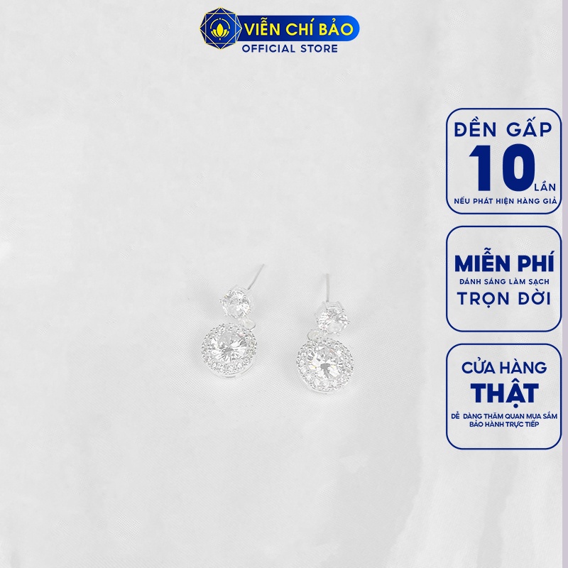 Bông tai bạc nữ tròn thả lấp lánh chất liệu bạc 925 thời trang phụ kiện trang sức nữ Viễn Chí Bảo B400236