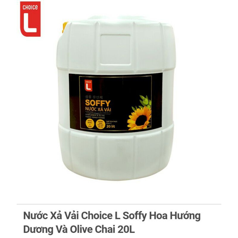 Nước Xả Vải Choice L Soffy Hoa Hướng Dương Và Olive Chai 20L