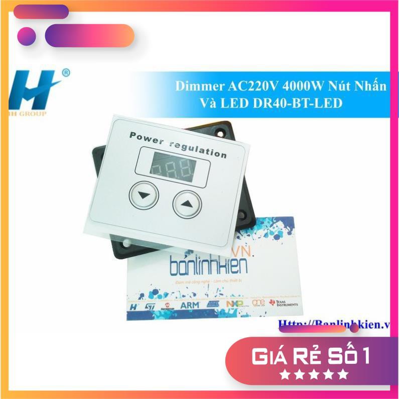 [Điều khiển tốc độ] Dimmer AC220V 4000W Nút Nhấn Và LED DR40-BT-LED