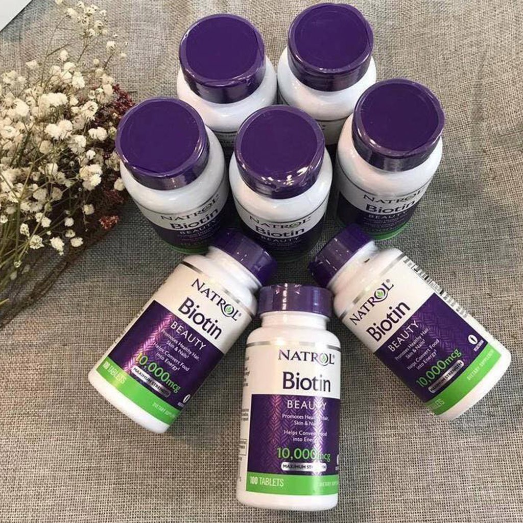 Viên Uống Ngăn Rụng Và Kích Mọc Tóc Natrol Biotin 10000mcg 100 Viên