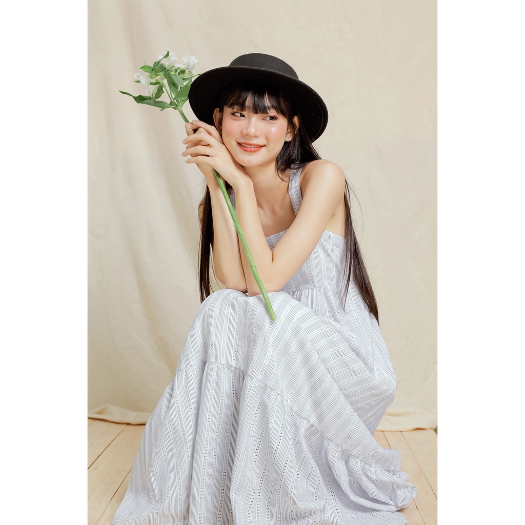 DOTTIE - Đầm dài cúp ngực hai dây nữ trắng xanh D0153 | BigBuy360 - bigbuy360.vn