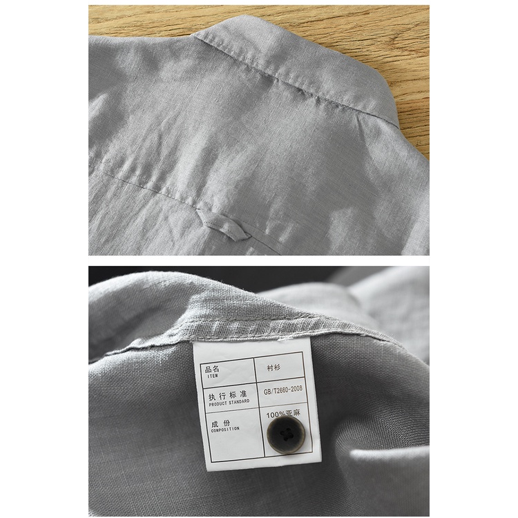 Áo Sơ Mi Linen Tay Lửng Phong Cách Nhật Bản Thời Trang Mùa Hè Cho Nam