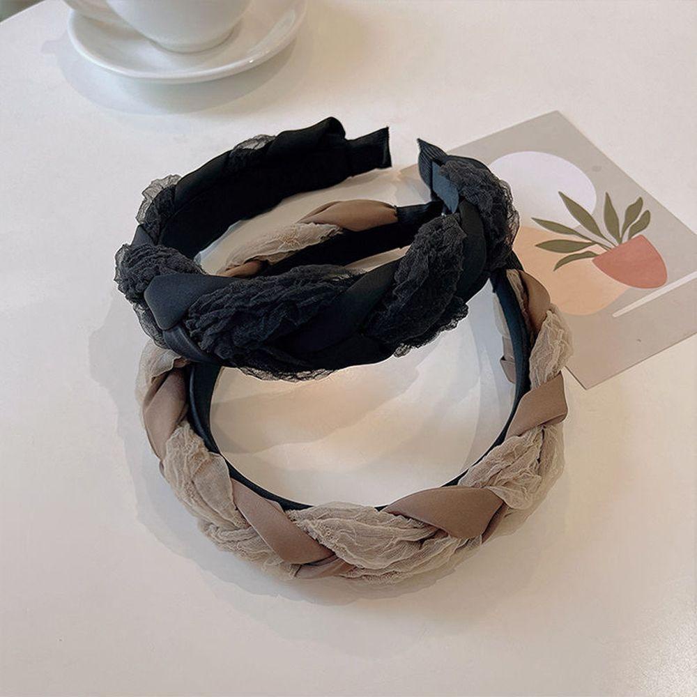 NICKOLAS Băng Đô Cài Tóc Bản Rộng Bằng Vải Organza Thanh Lịch Ngọt Ngào Cho Nữ